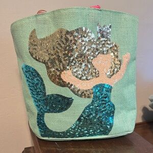 Mud Pie Pink Handle Sequin Tote